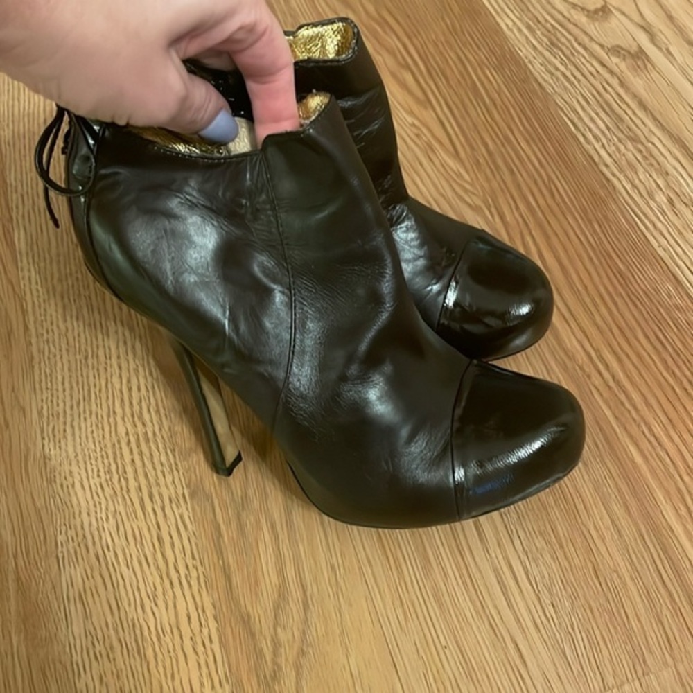 Brown Leather High-Heel Ankle Boots